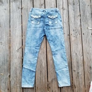 Embellished Acid Wash Jeans